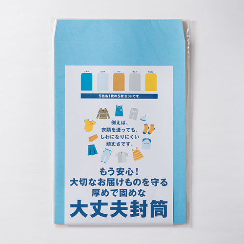 もう安心!大切なお届けものを守る　厚めで固めな大丈夫封筒(色違い5枚セット)　角2(A4)