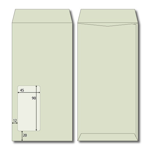 長3窓1号　グレイ　70g　サイド貼　郵便枠なし