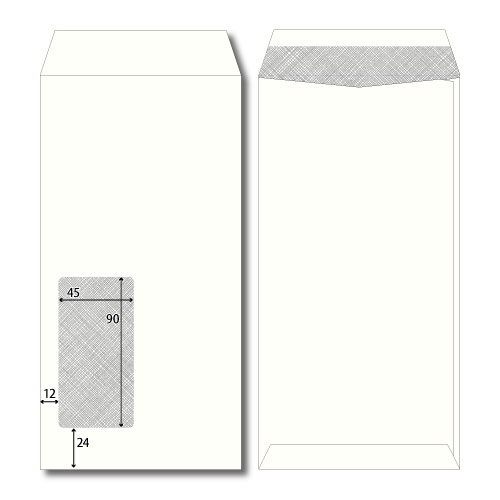 長3窓3号　ホワイト　70g　サイド貼　郵便枠なし　裏地紋付き　